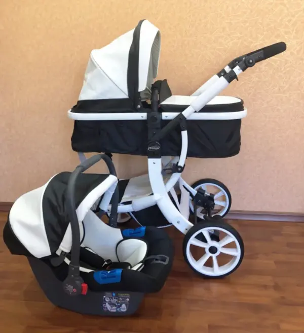 Luxury Baby Stroller 3 in 1,2025 New PU leather baby stroller and car seat, High Landscape Portable Pushchair,white pram