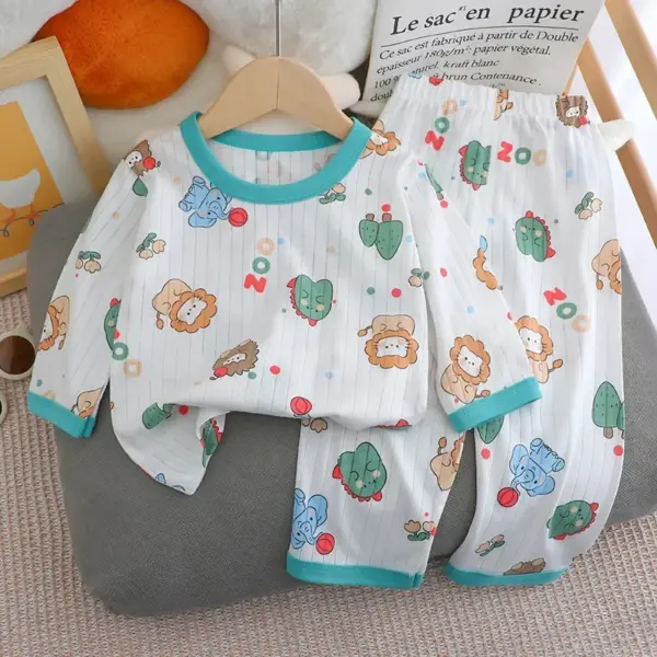 Baby Pajamas Summer Children's Long-sleeved Trousers Home Clothes Suits Cotton Underwear Thin Pajamas Air-conditioning Clothes
