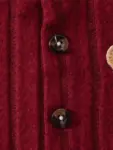 【Baby Boy】Autumn & Winter Red Onesie with Front Single-Breasted Buttons and Cute Bear Badge on Chest + Red Hat SetFeaturing a wa