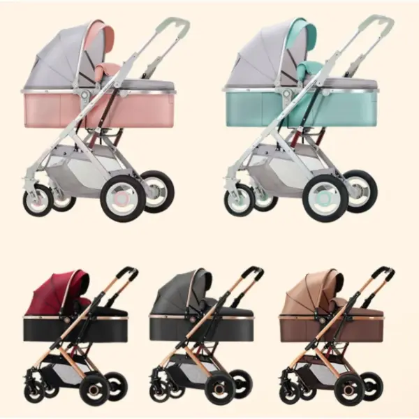 3-in-1 Shock-absorbing Baby Stroller Suitable for 0-3 Years Old Multifunctional Baby Stroller with Car Seat, Two-way Push