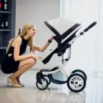 Luxury Baby Stroller 3 in 1,2025 New PU leather baby stroller and car seat, High Landscape Portable Pushchair,white pram