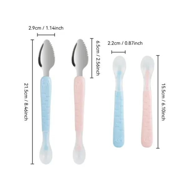 Baby Food Scraper Spoon - Dual-Head Apple Puree Maker & Fruit Peeler, Silicone Infant Feeding Tool with Easy Clean Desi
