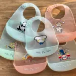 Waterproof Baby Bibs Baby Stuff Cute Cartoon Animal Printed Kids Bib Girl Boy Adjustable Soft Silicone Bib Baby Feeding Stuff