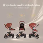 Baby Stroller 3 in 1 Luxury Pram For Newborn Carriage PU leather High Landscape trolley car 360 rotating baby Pushchair shell