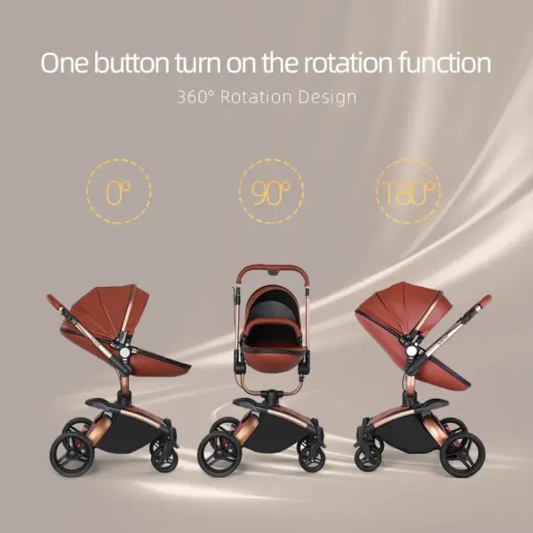 Baby Stroller 3 in 1 Luxury Pram For Newborn Carriage PU leather High Landscape trolley car 360 rotating baby Pushchair shell