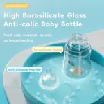 Baby Bottle High Borosilicate Glass 80/160/240ml Wide-Mouthed Anti-Bloating Feeding Bottle with Clear Scale BPA-Free for Infants