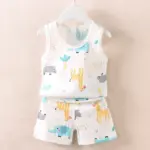 Children's Clothing Print Sleeveless Tops Shorts Cute Breathable Kids Summer Vest Shorts Set Tank Top for Baby Clothing Children