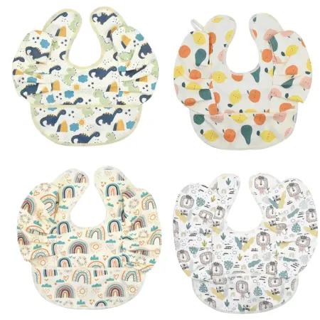 Baby Bibs INS Nordic Style Angel Feed Pocket Burp Girl Boy Infant Meals Bib Waterproof Easy Clean Cute Elephant Bibs Soft PU