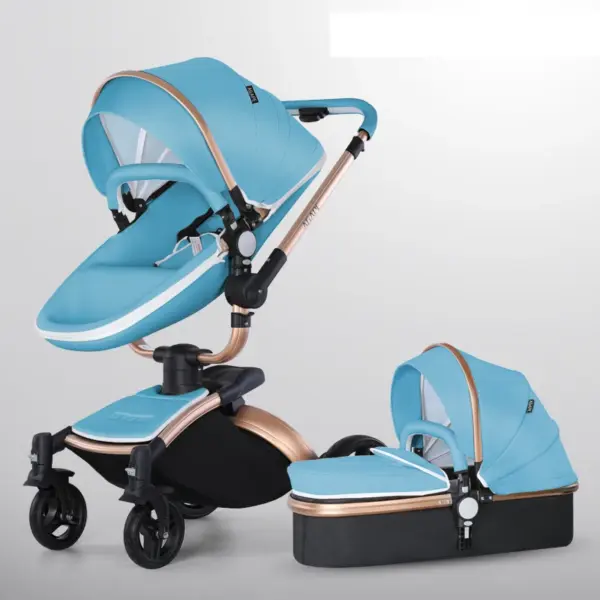 New High Quality baby stoller 3 /2 in 1 Baby Pram High Landscape Fold PU leather kinderwagen baby Carriage car Newborn pushchair