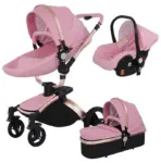 New High Quality baby stoller 3 /2 in 1 Baby Pram High Landscape Fold PU leather kinderwagen baby Carriage car Newborn pushchair