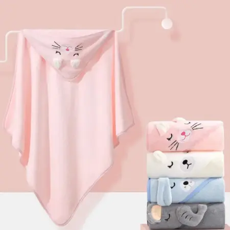 80*80cm/ Cartoon Baby Bath Towel Body Hooded Polyester Fiber Baby Bathrobe Newborn Swaddling Girl and Boy Baby Blanket