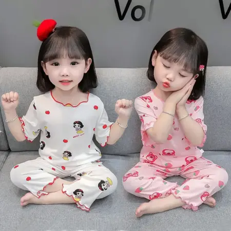 Baby Pajamas Sets Cotton Child Pajamas Toddler Summer Sleeveless Baby Nightwear Pyjamas Kids Cartoon Homewear Clothes