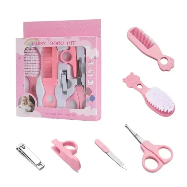 Baby Grooming Kit Baby Care Set BPA Free Cute Design Comb Brush Nail Clippers Scissors Safe Newborn Infant Grooming Tools