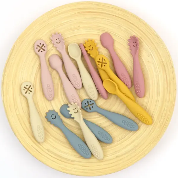 3PCS Silicone Spoon Fork For Baby Utensils Set Feeding Food Toddler Learn To Eat Training Soft Fork Cutlery Children's Tableware