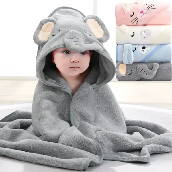 80*80cm/ Cartoon Baby Bath Towel Body Hooded Polyester Fiber Baby Bathrobe Newborn Swaddling Girl and Boy Baby Blanket