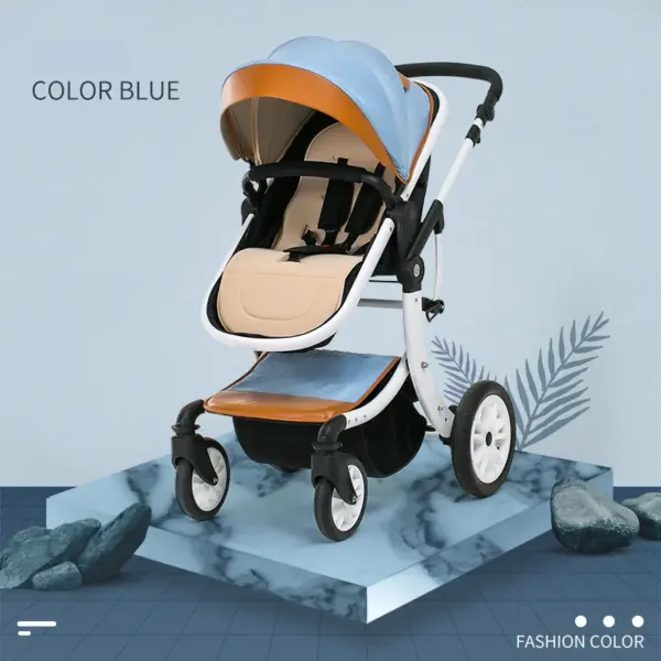 Luxury Baby Stroller 3 in 1,2025 New PU leather baby stroller and car seat, High Landscape Portable Pushchair,white pram