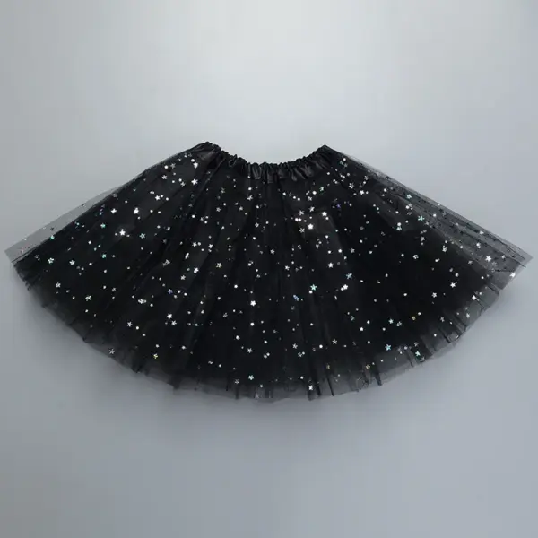 Kids Baby Star Glitter Dance Tutu Skirt For Girl Sequin 3 Layers Tulle Toddler Pettiskirt Children Chiffon 2-8T