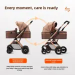 3-in-1 Shock-absorbing Baby Stroller Suitable for 0-3 Years Old Multifunctional Baby Stroller with Car Seat, Two-way Push