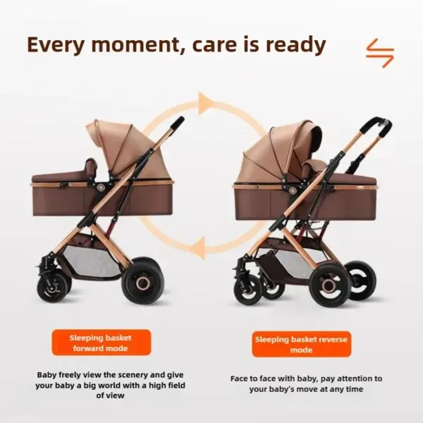 3-in-1 Shock-absorbing Baby Stroller Suitable for 0-3 Years Old Multifunctional Baby Stroller with Car Seat, Two-way Push