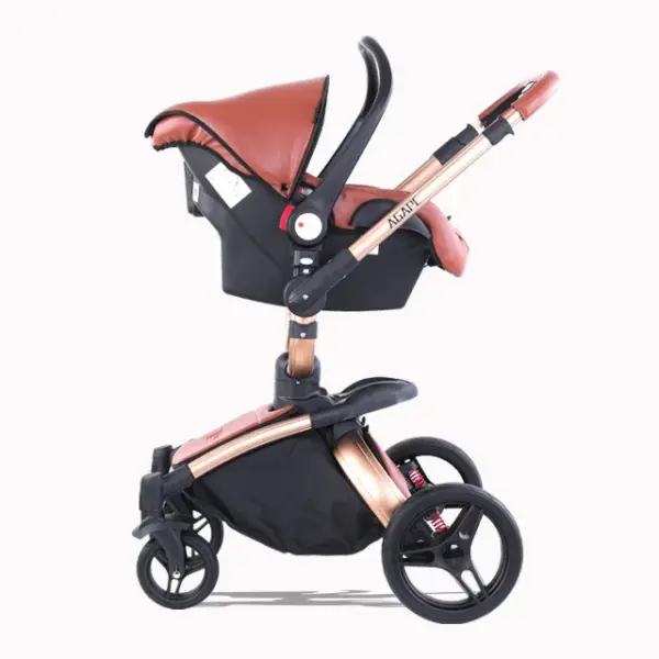 New High Quality baby stoller 3 /2 in 1 Baby Pram High Landscape Fold PU leather kinderwagen baby Carriage car Newborn pushchair