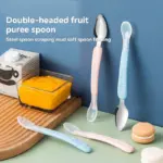 Baby Food Scraper Spoon - Dual-Head Apple Puree Maker & Fruit Peeler, Silicone Infant Feeding Tool with Easy Clean Desi
