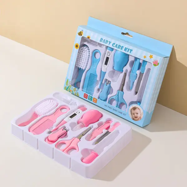 Baby Grooming Kit 10pcs - Nail Clippers, Thermometer, Toothbrush & Hairbrush, Essential Baby Care Tools Set for Infants.